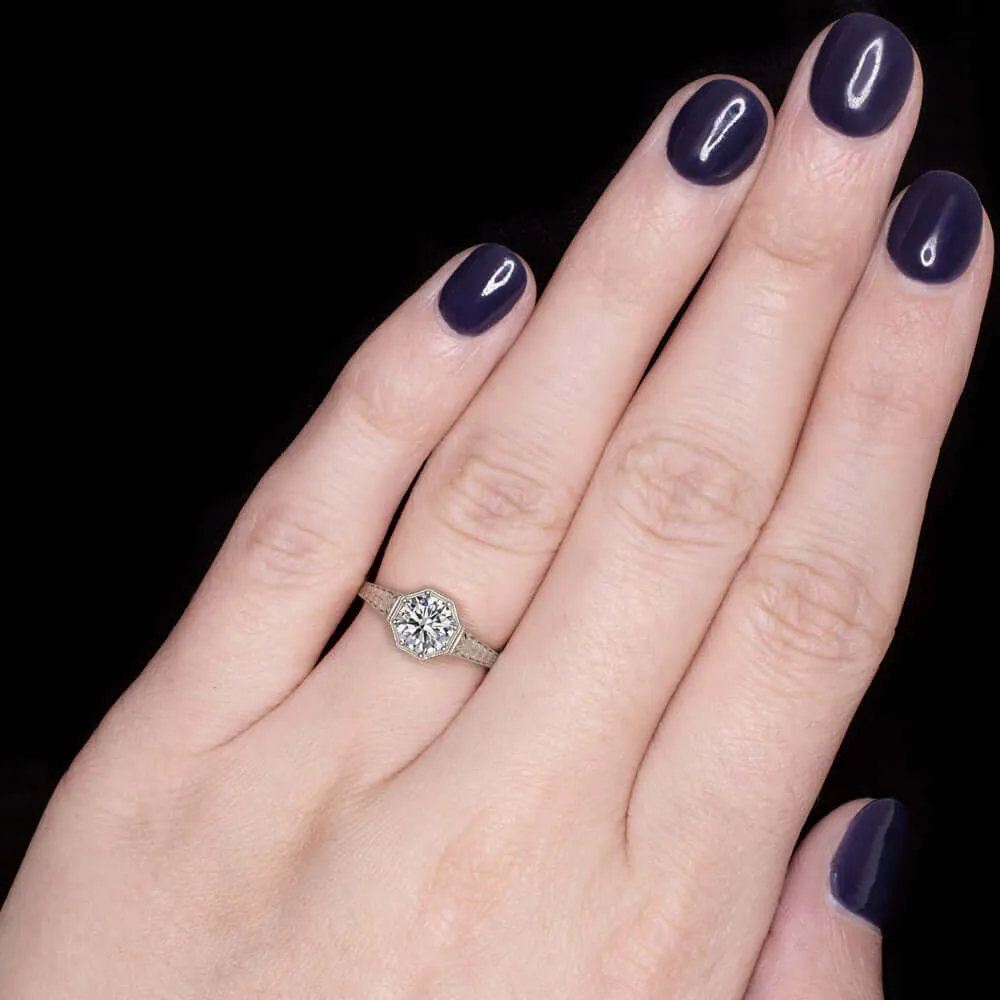 1 CARAT GIA CERTIFIED J SI1 DIAMOND ENGAGEMENT RING VINTAGE STYLE SOLITAIRE 1ct