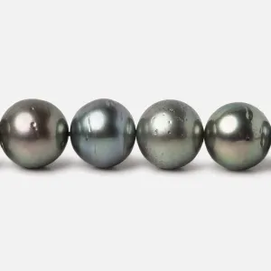 10x10-11.5x11.5mm Silver Peacock Tahitian Round Saltwater Pearls 16 inch 38 pieces A