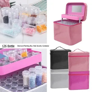 126 Bottles Hand-held Desktop Storage Box Makeup Organizer Jewelry Nail Polish Pen Container Manicure Tool Case Organizer
