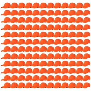 144-Pack Baseball Dad Cap Velcro Strap Adjustable Size - Orange