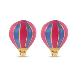 14E00423. - 14 Karat Yellow Gold Hot Air Baloon Screw Back Earrings