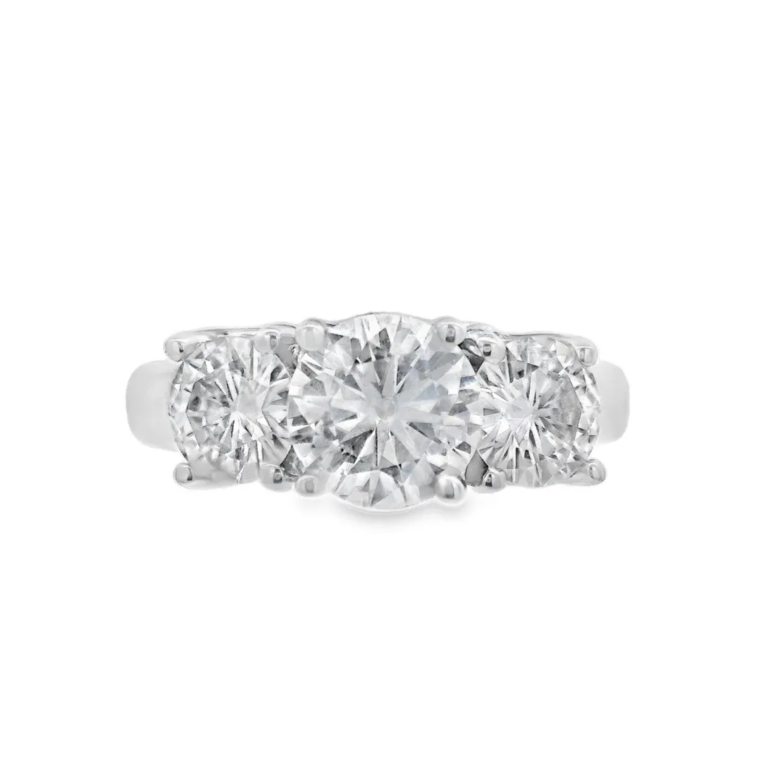 14K White Round Diamond 1.25Ct 3 Stone Engagement Ring