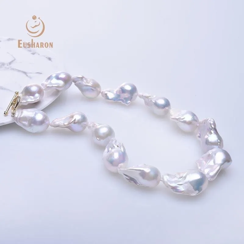 15-22mm Large Baroque White Edison Pearl Necklace