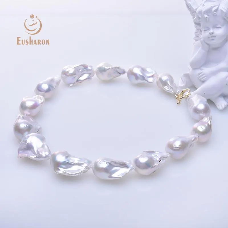 15-22mm Large Baroque White Edison Pearl Necklace
