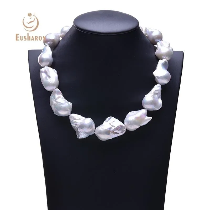 15-22mm Large Baroque White Edison Pearl Necklace
