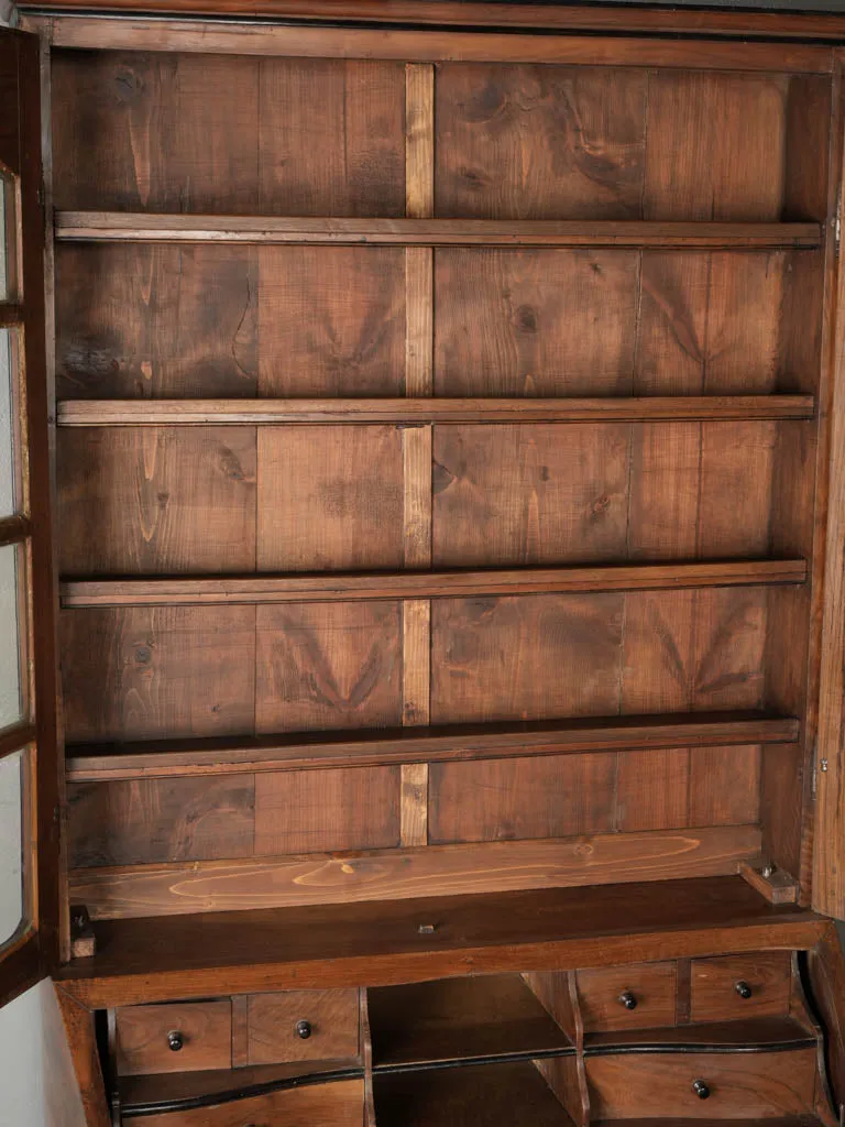 18th-Century French Walnut Secrétaire Vitrine in the Style of Hache, Grenoble 81½"