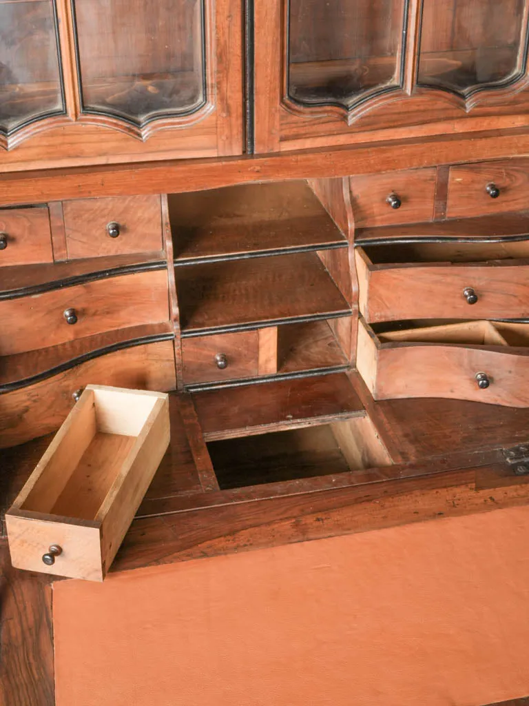 18th-Century French Walnut Secrétaire Vitrine in the Style of Hache, Grenoble 81½"