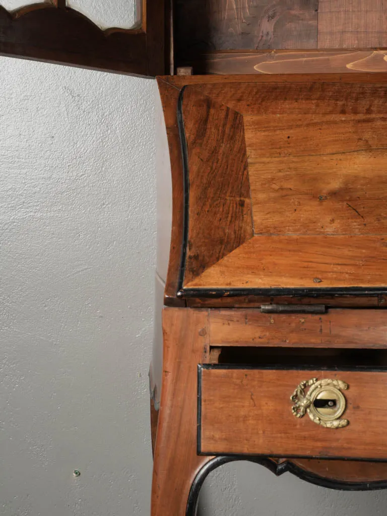 18th-Century French Walnut Secrétaire Vitrine in the Style of Hache, Grenoble 81½"