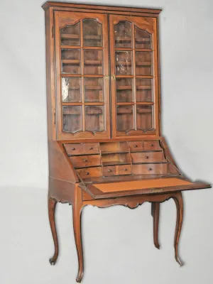18th-Century French Walnut Secrétaire Vitrine in the Style of Hache, Grenoble 81½"