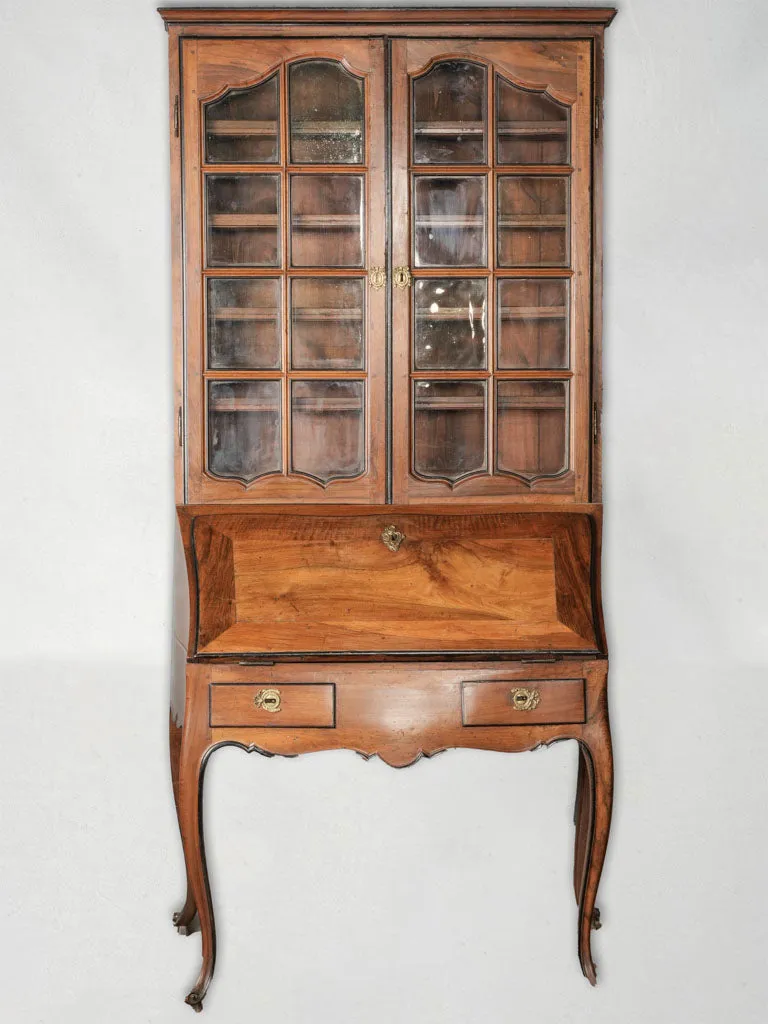 18th-Century French Walnut Secrétaire Vitrine in the Style of Hache, Grenoble 81½"