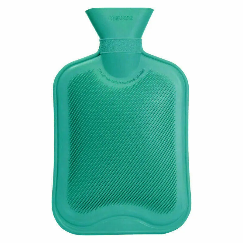 2000ML Hot Water Bottle Thick Rubber Bag Warmer Heat, Ast color 14"x7.25" (3 Pack)