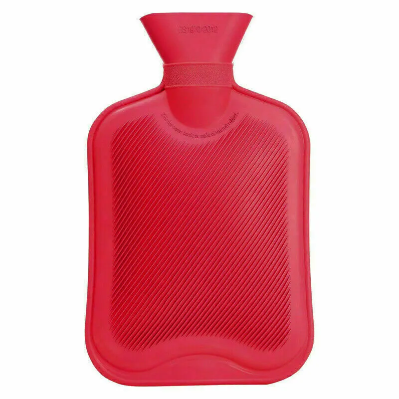2000ML Hot Water Bottle Thick Rubber Bag Warmer Heat, Ast color 14"x7.25" (3 Pack)
