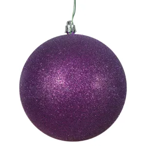 4PK - 4.75" Purple Glitter Shatterproof Christmas Ball Ornament