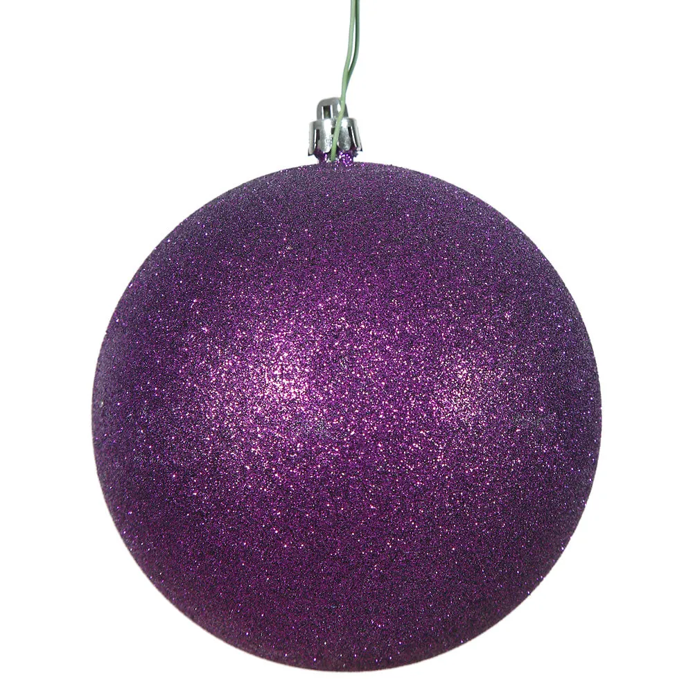 4PK - 4.75" Purple Glitter Shatterproof Christmas Ball Ornament