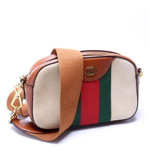 575073 Vintage Web Canvas Bag Brown