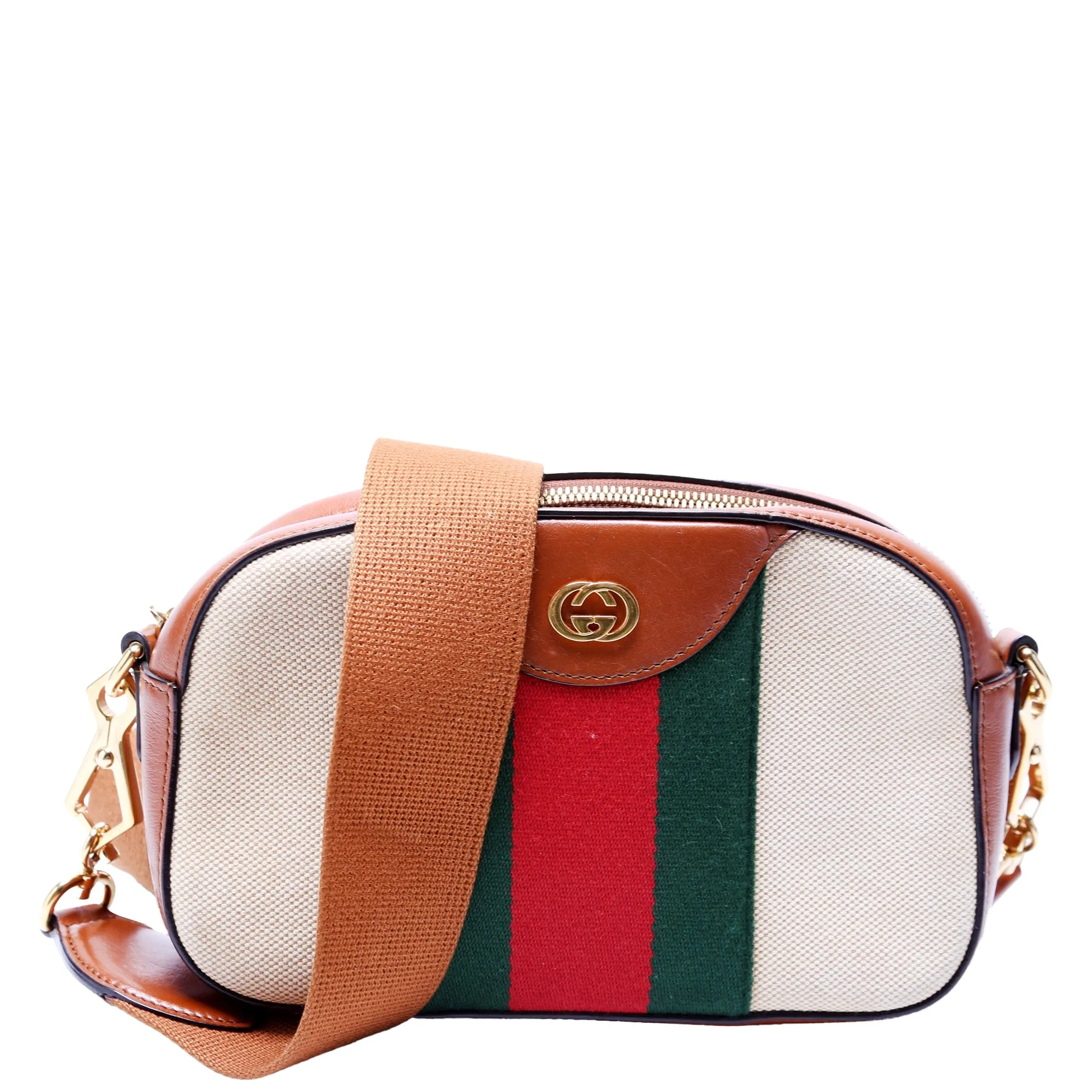 575073 Vintage Web Canvas Bag Brown