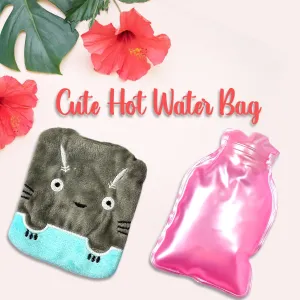 6528 Grey Cat Print small Hot Water Bag with Cover for Pain Relief, Neck, Shoulder Pain and Hand, Feet Warmer, Menstrual Cramps.
