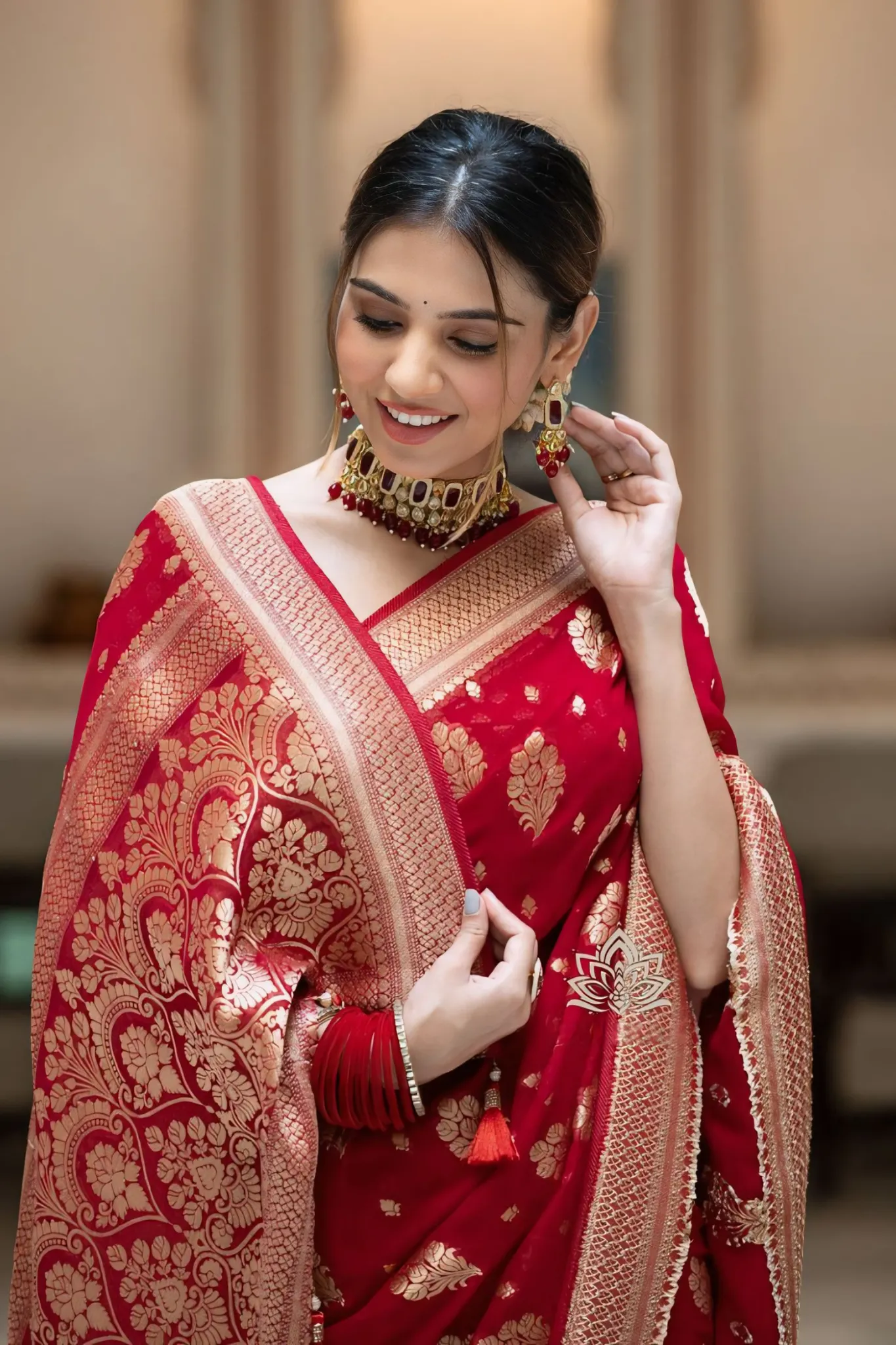 ALLIRING PERFECT WEAVED GEOGETTE KHADDI SAREE