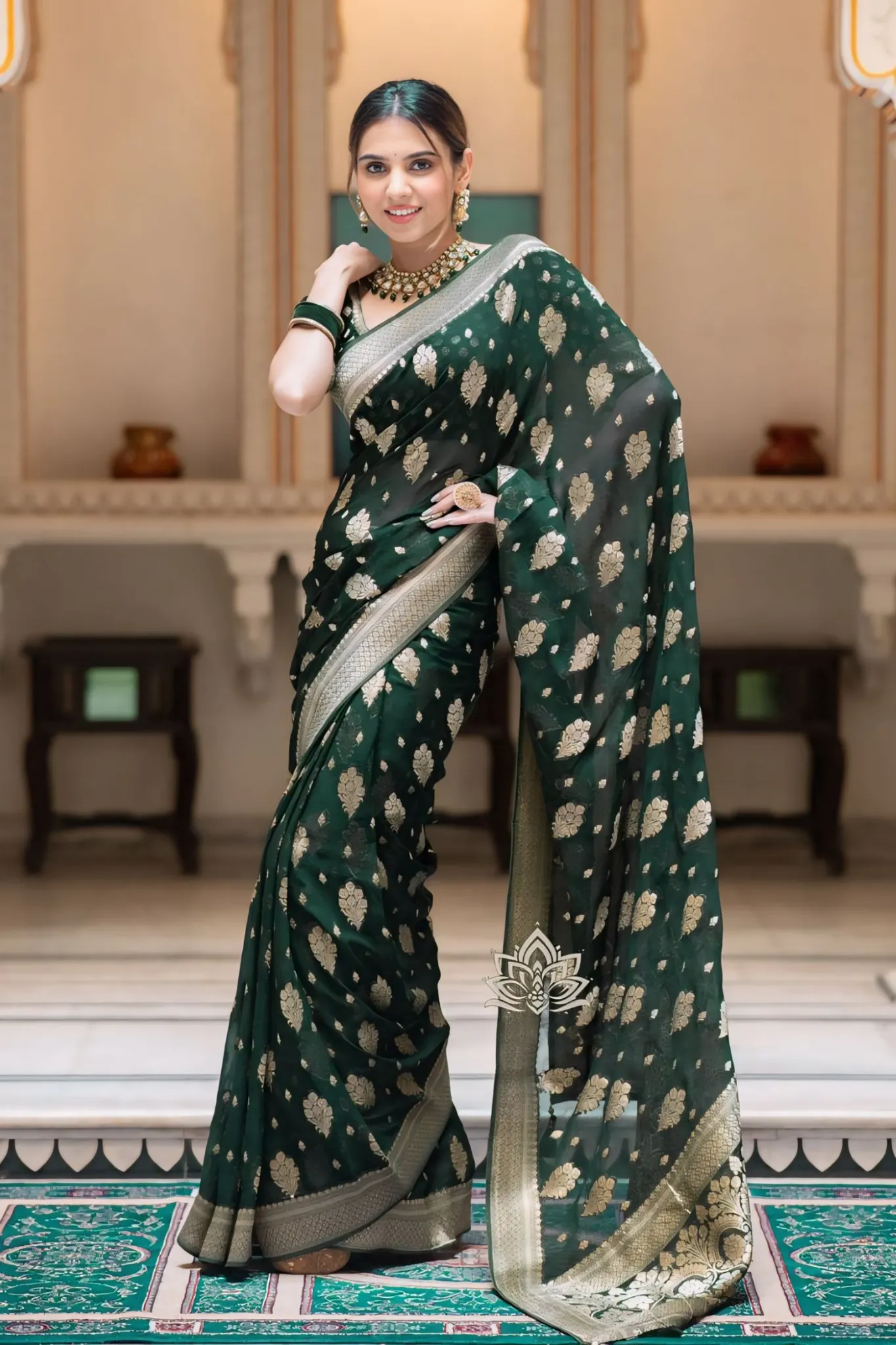 ALLIRING PERFECT WEAVED GEOGETTE KHADDI SAREE