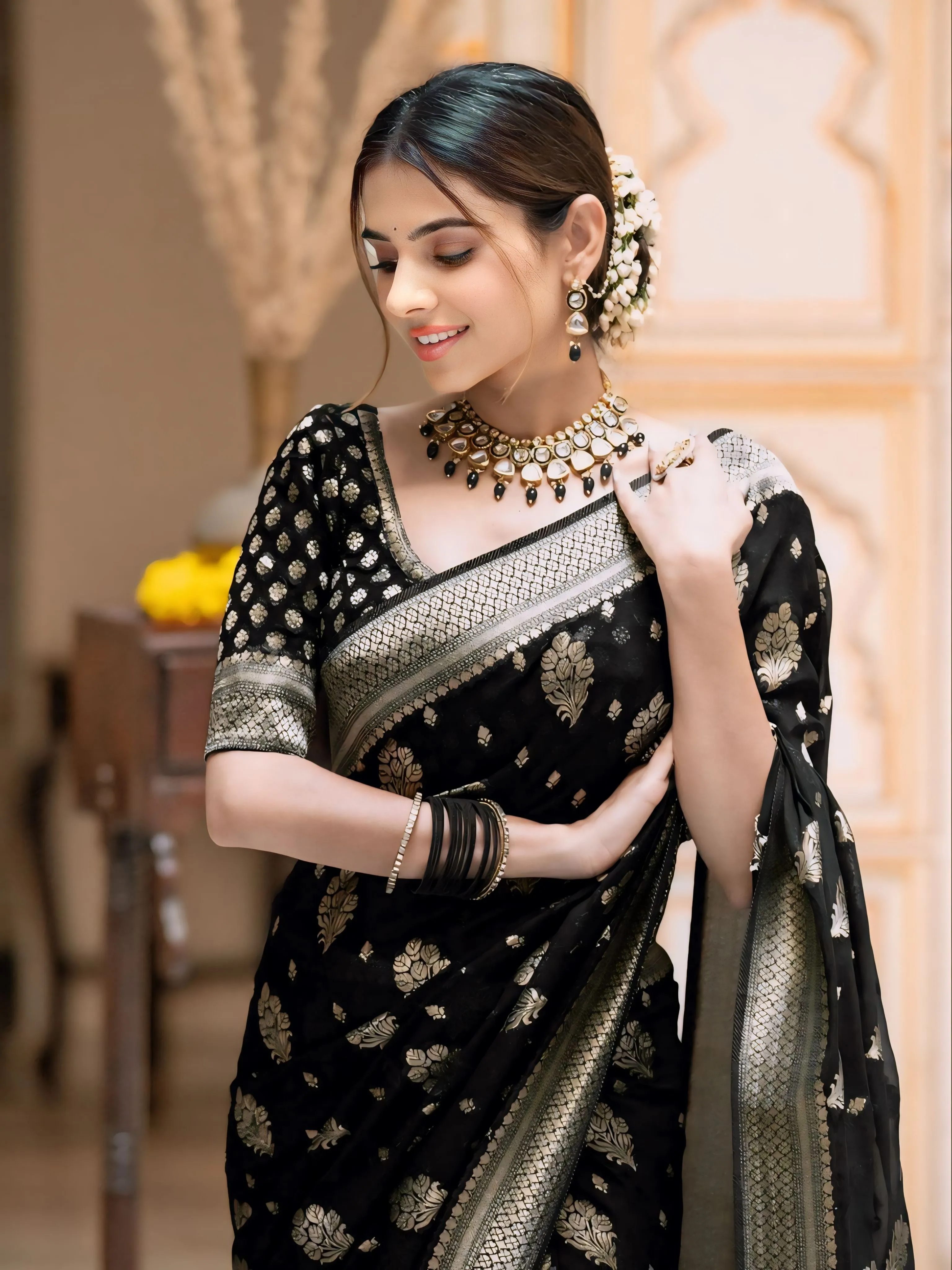 ALLIRING PERFECT WEAVED GEOGETTE KHADDI SAREE