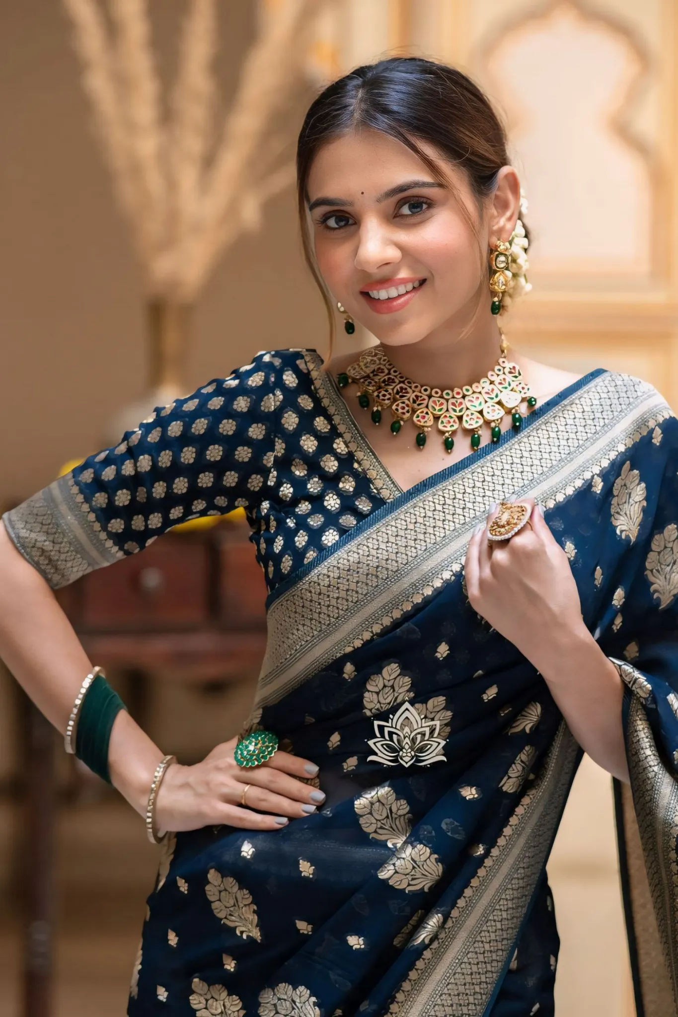 ALLIRING PERFECT WEAVED GEOGETTE KHADDI SAREE