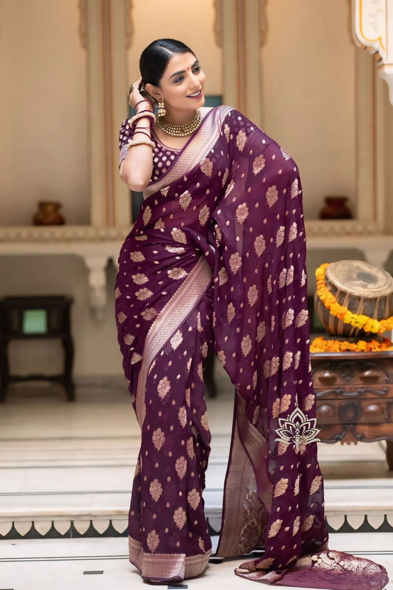 ALLIRING PERFECT WEAVED GEOGETTE KHADDI SAREE