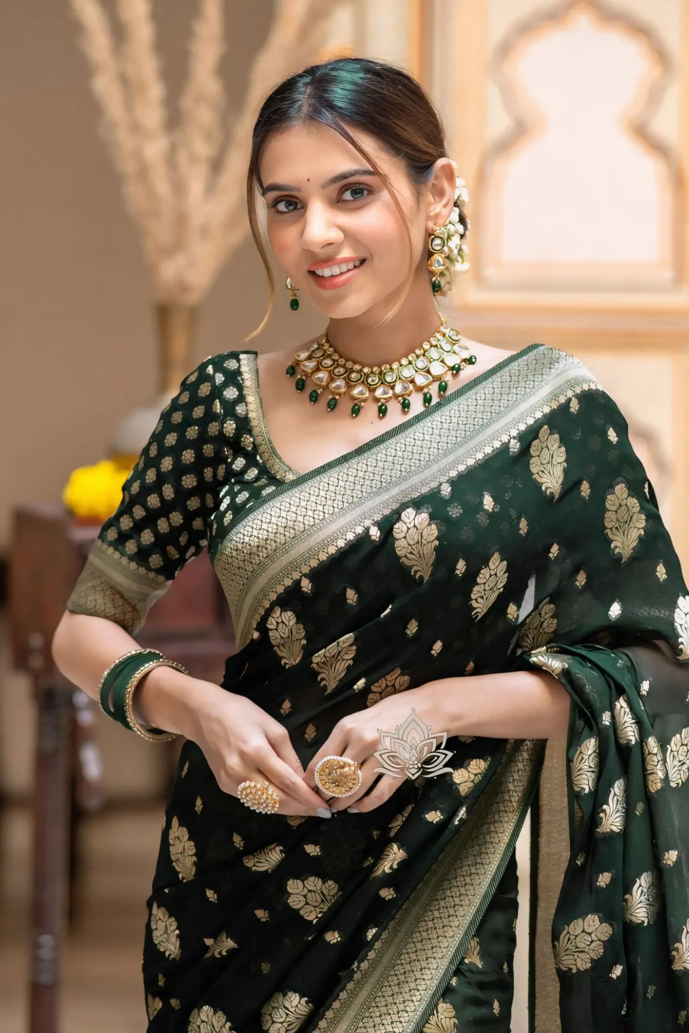 ALLIRING PERFECT WEAVED GEOGETTE KHADDI SAREE