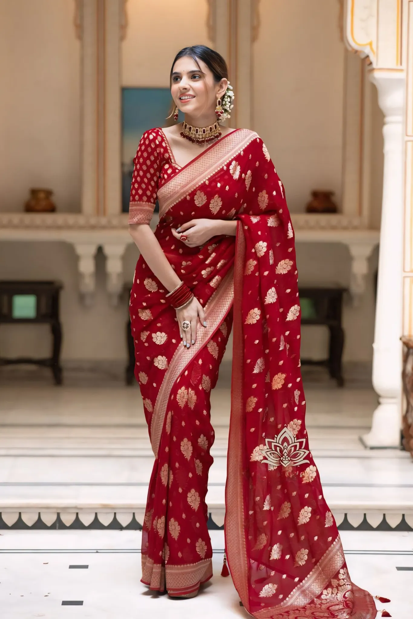 ALLIRING PERFECT WEAVED GEOGETTE KHADDI SAREE