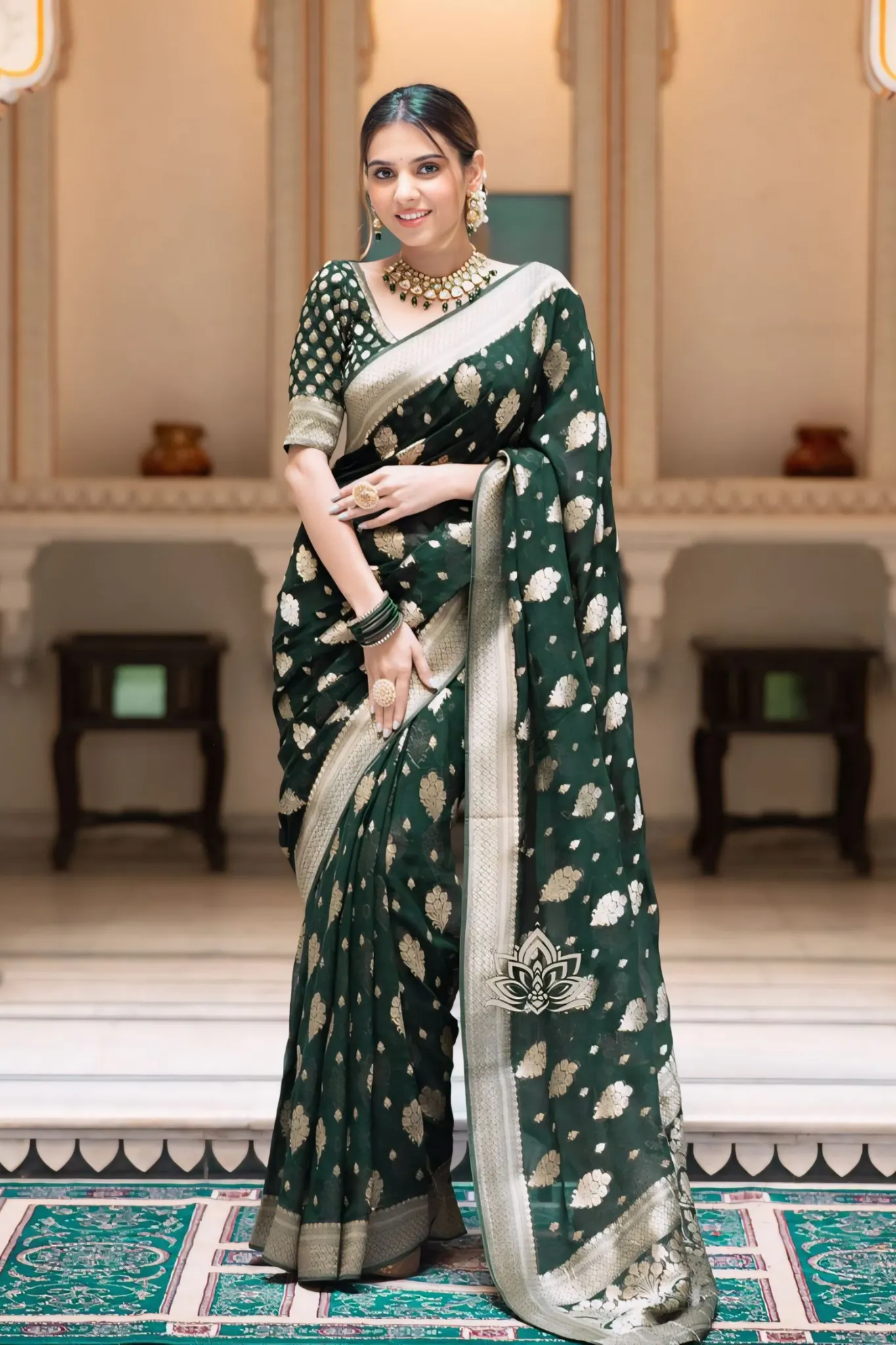 ALLIRING PERFECT WEAVED GEOGETTE KHADDI SAREE