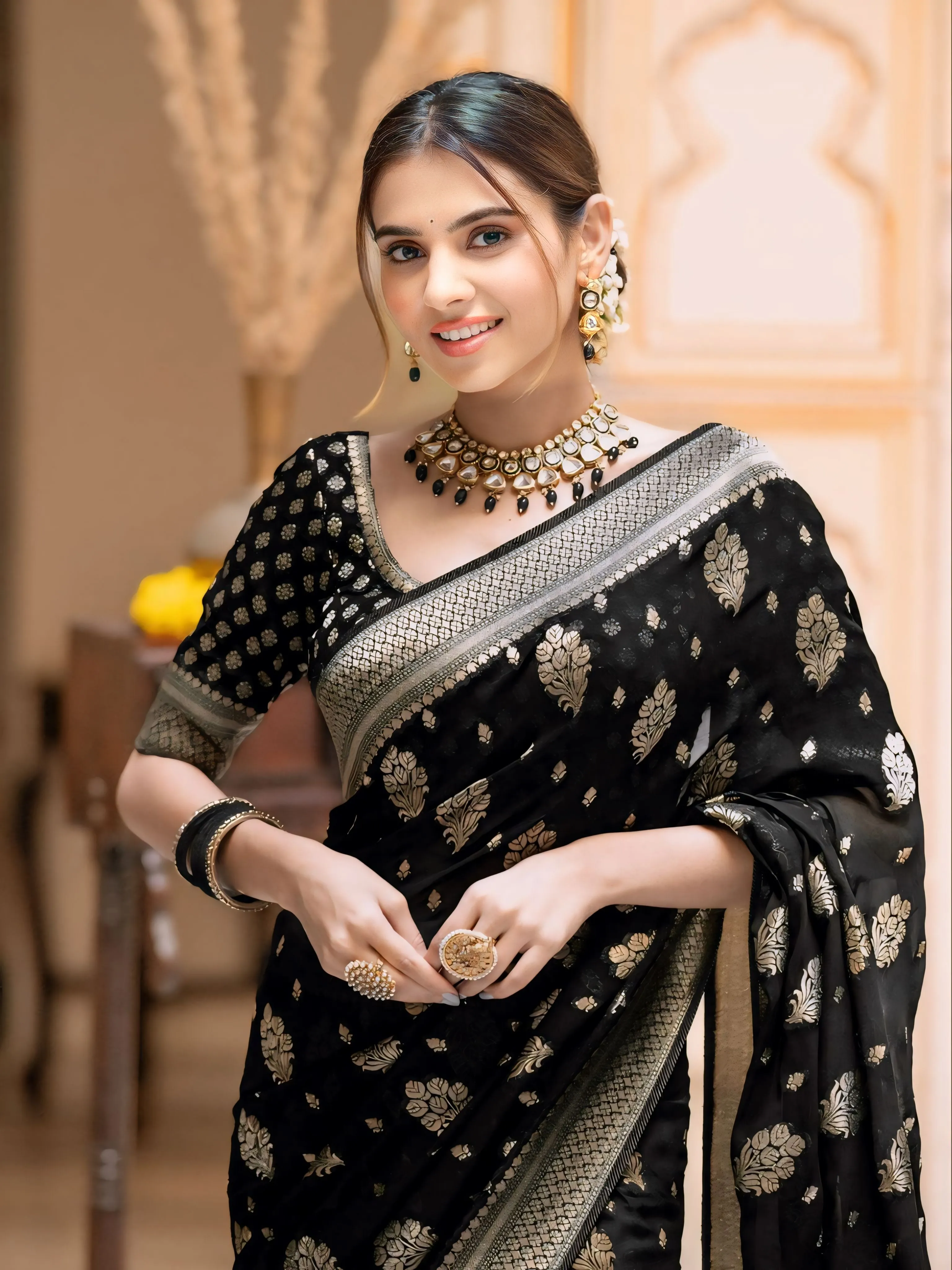ALLIRING PERFECT WEAVED GEOGETTE KHADDI SAREE