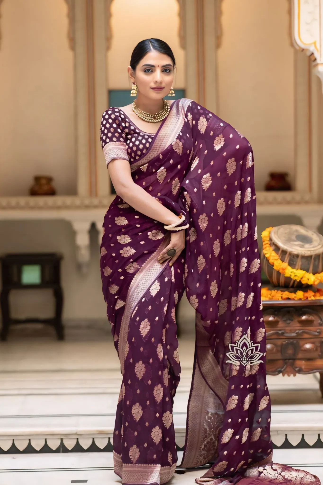 ALLIRING PERFECT WEAVED GEOGETTE KHADDI SAREE
