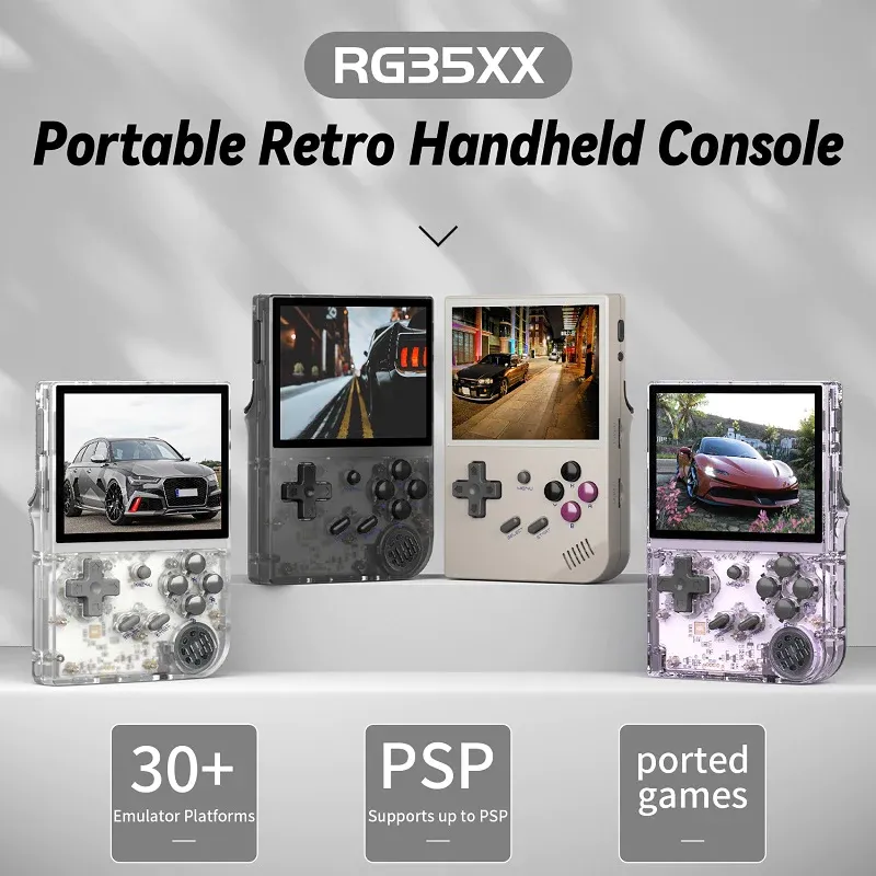 Anbernic RG35XX 2024 Retro Handheld Gaming Console (Transparent Black, Transparent White, Gray, Transparent Purple)
