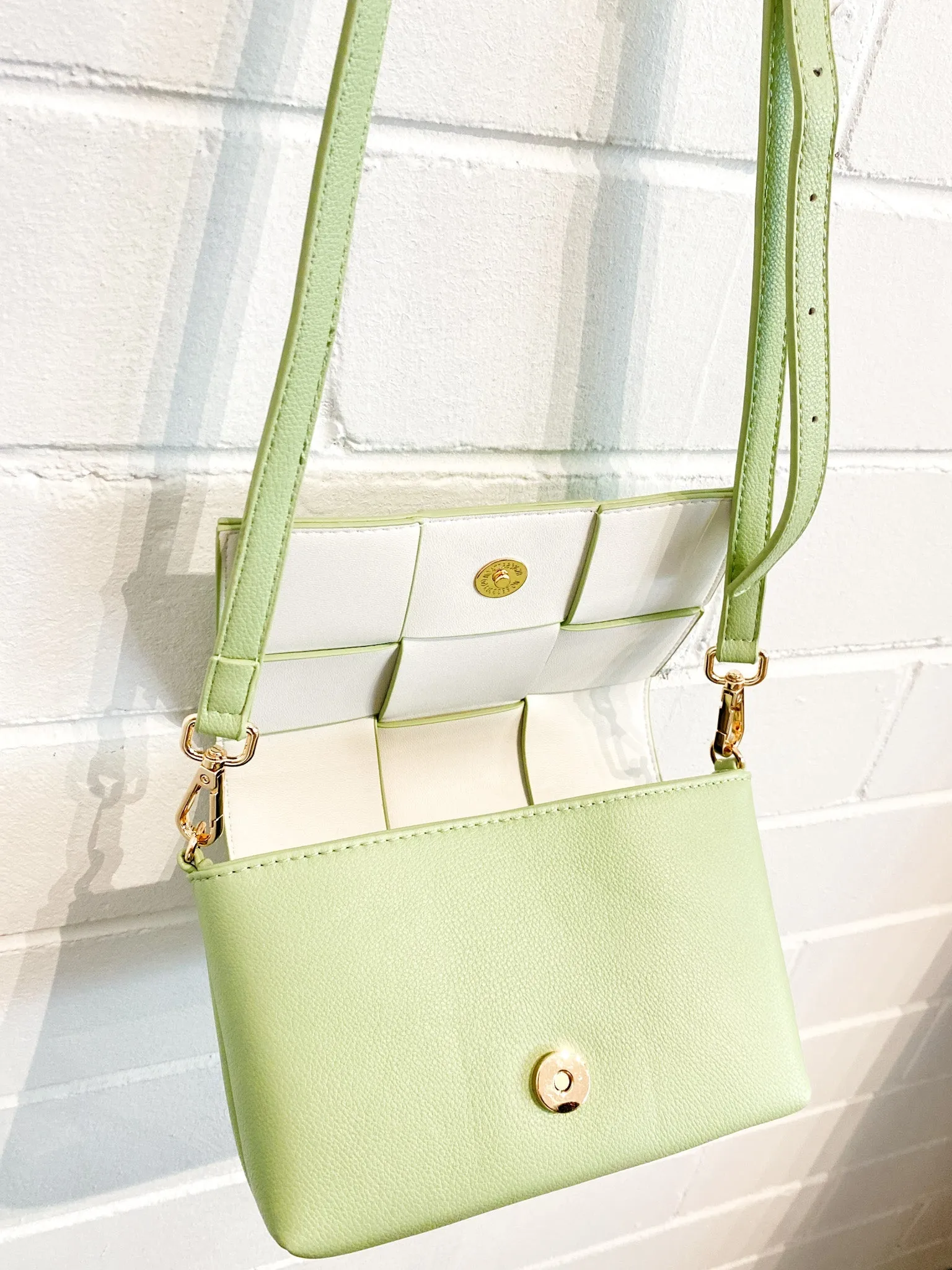 Anika Woven Crossbody Bag - Green