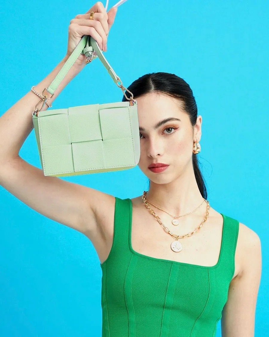 Anika Woven Crossbody Bag - Green