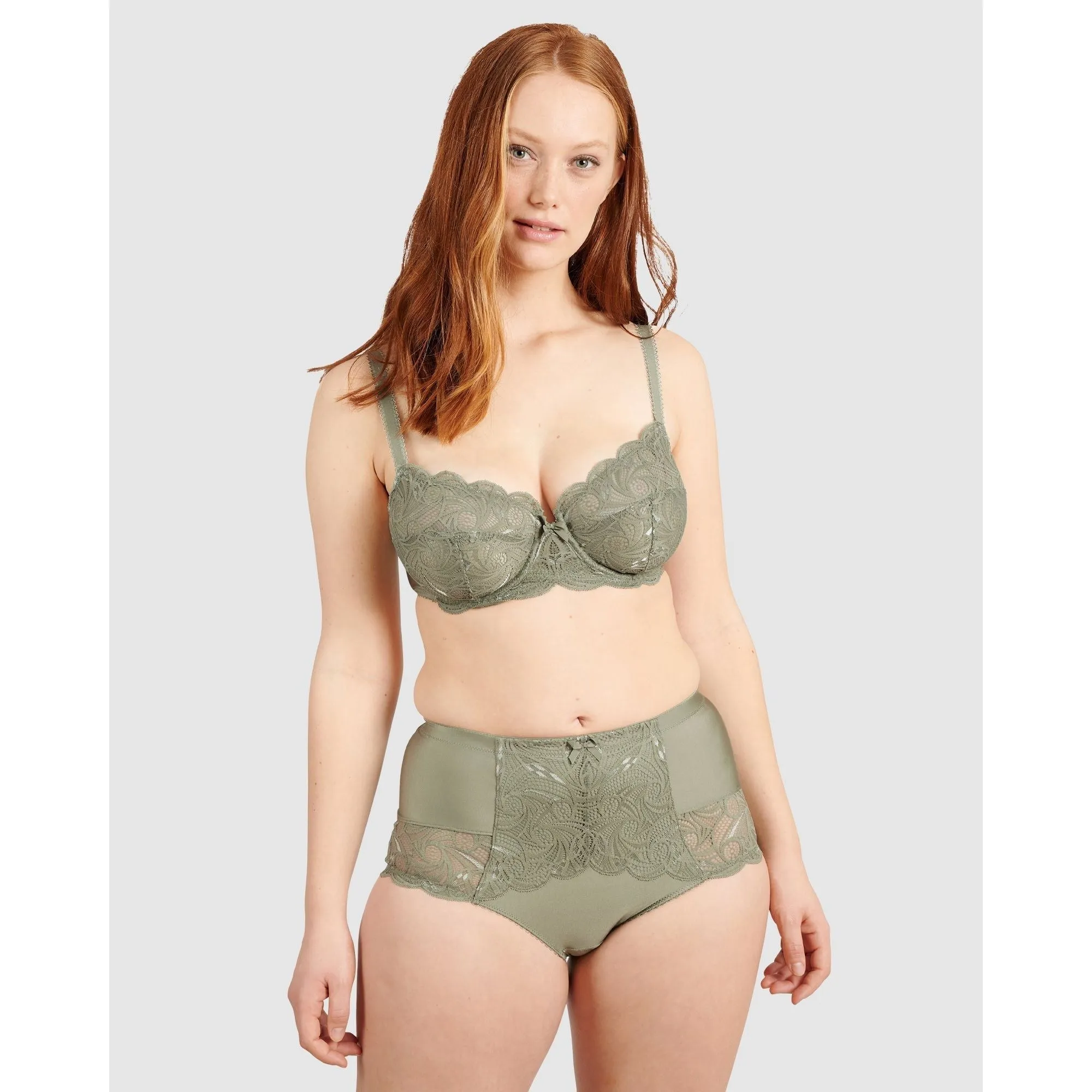 Ariane Lace & Microfiber High Waist Brief-Shadow