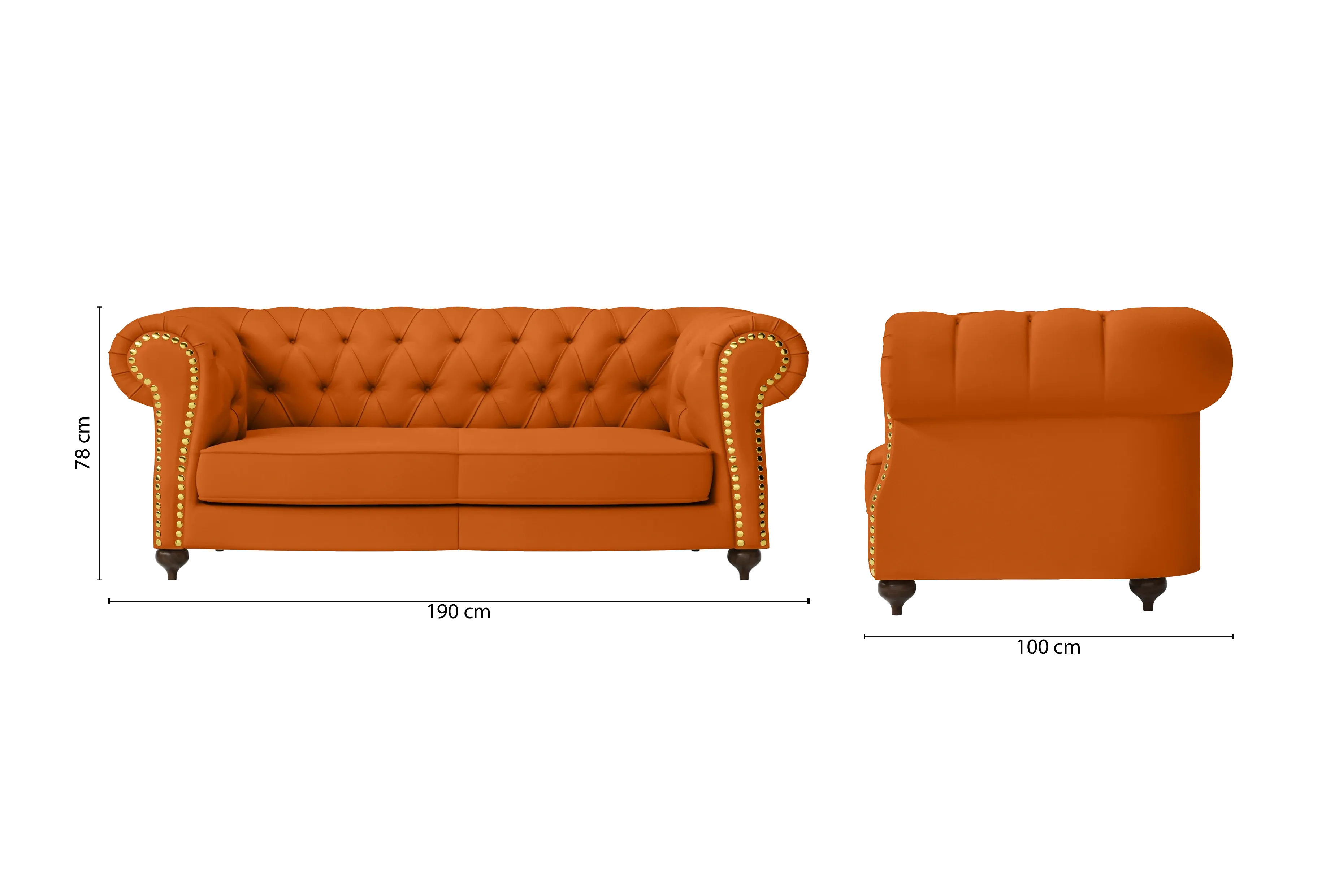 Bitonto 2 Seater Sofa Orange Leather