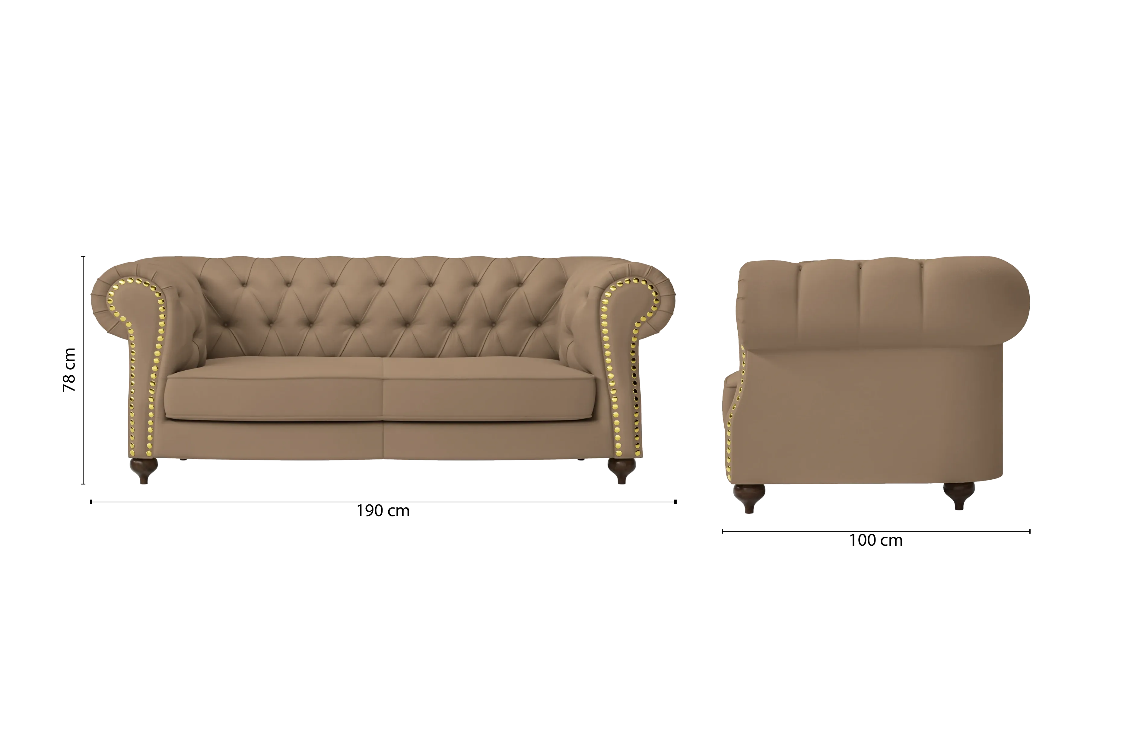 Bitonto 2 Seater Sofa Stone Leather