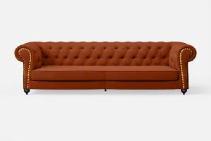 Bitonto 4 Seater Sofa Orange Linen Fabric