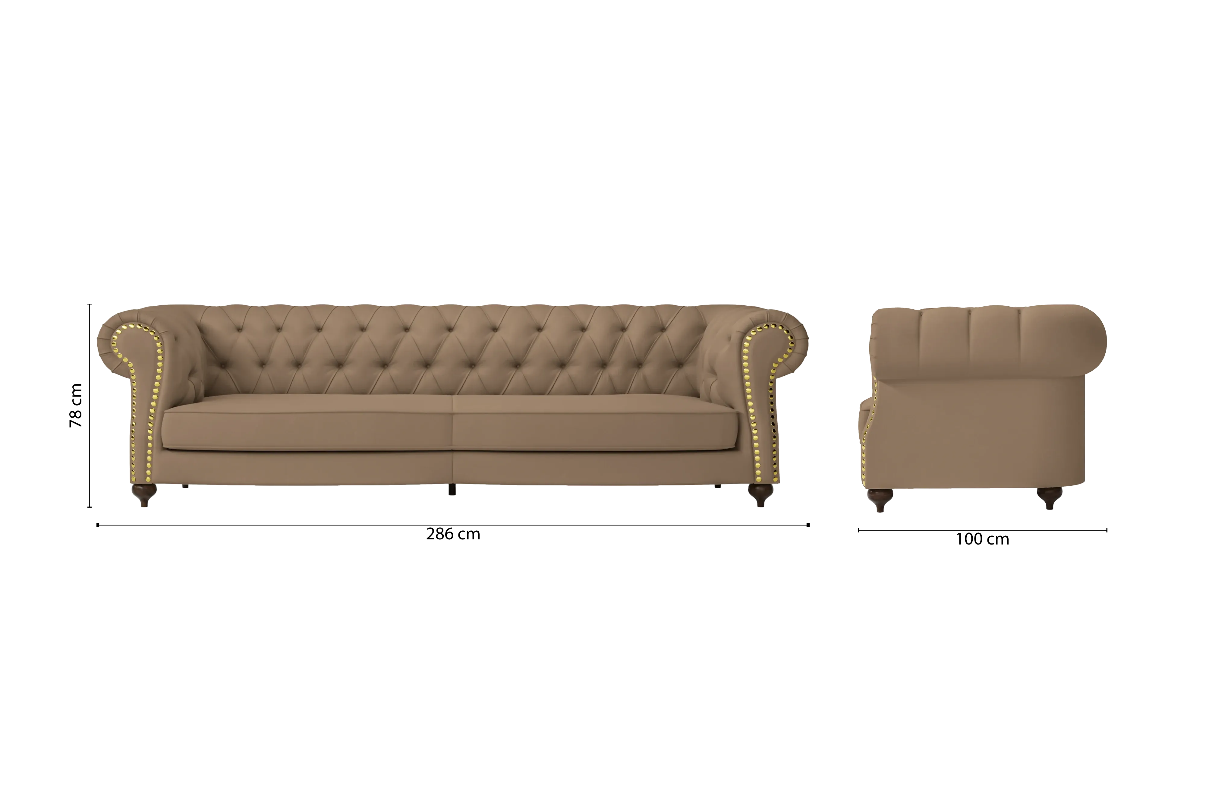 Bitonto 4 Seater Sofa Stone Leather