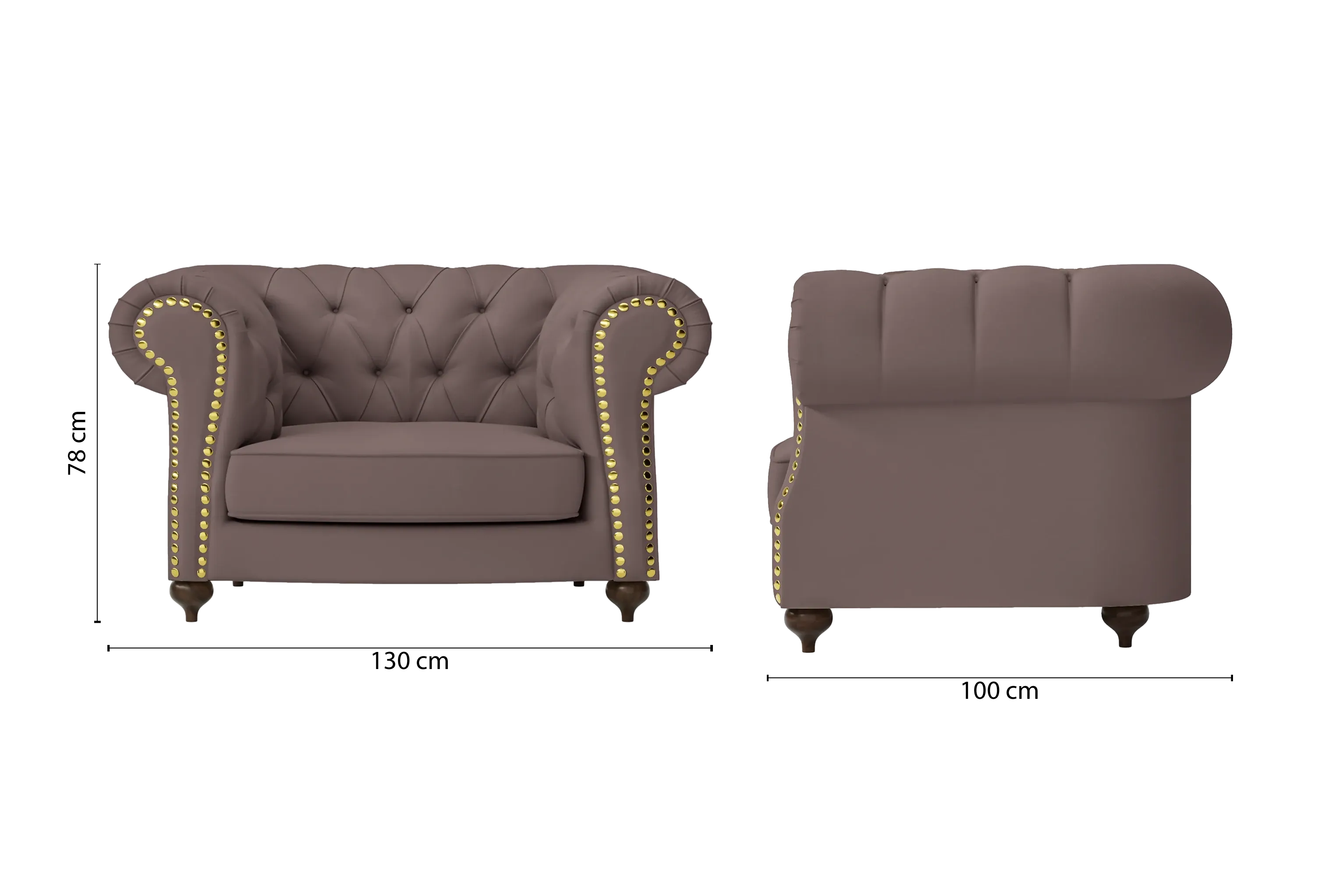 Bitonto Armchair Rose Taupe Leather