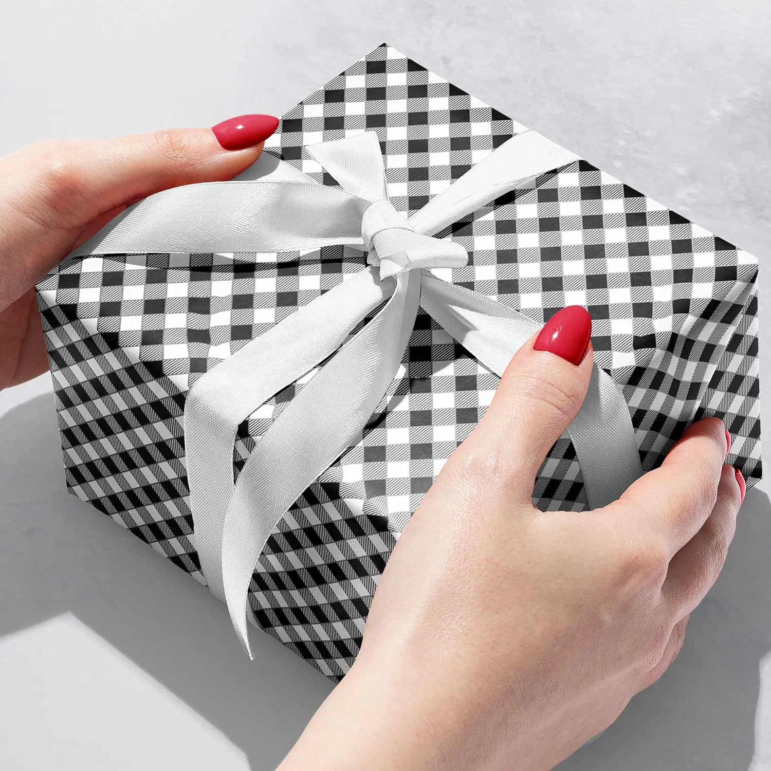 Black Gingham Gift Wrap