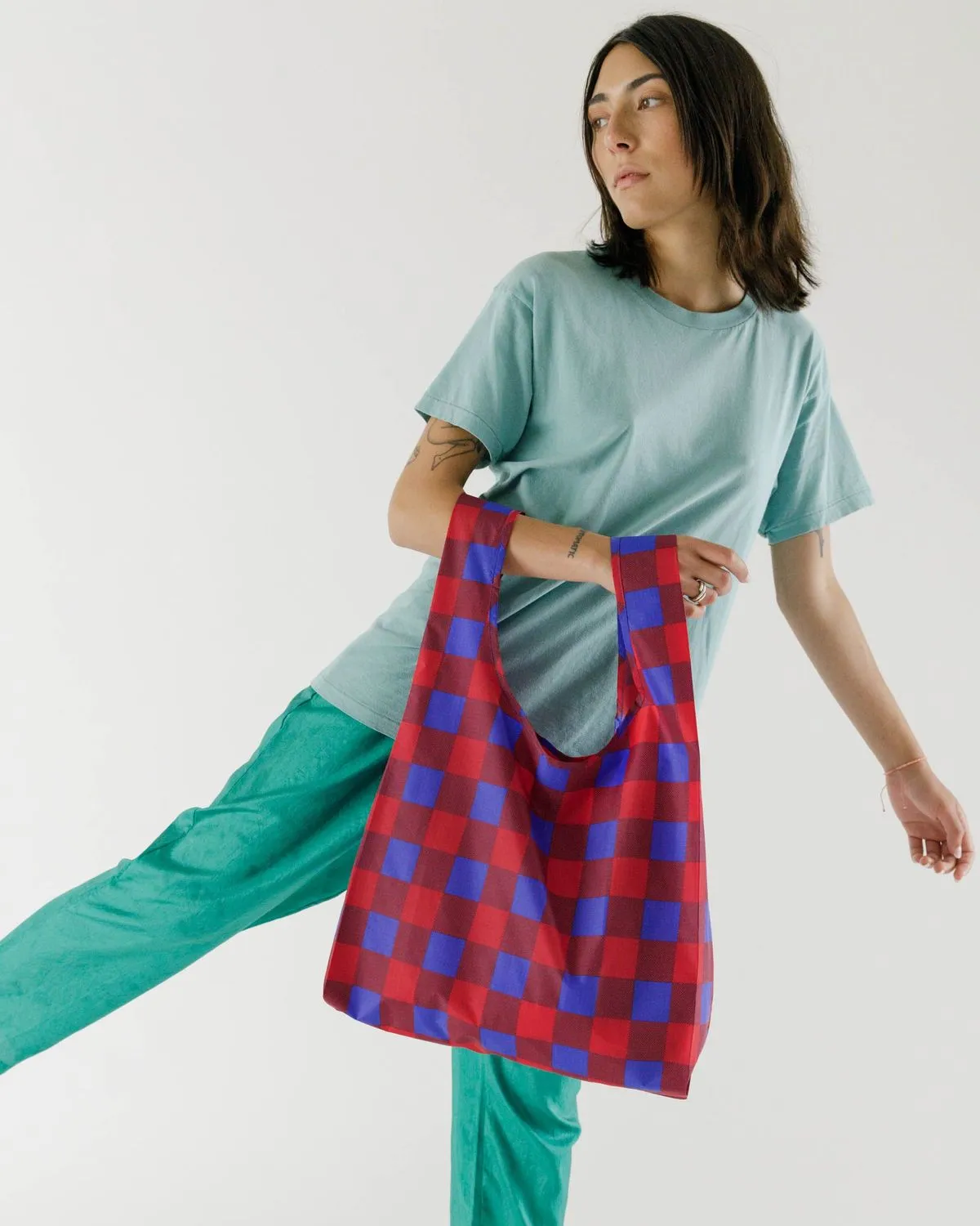 Blue Red Buffalo Check Standard Baggu