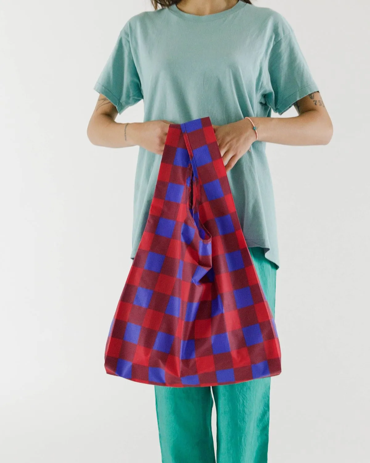 Blue Red Buffalo Check Standard Baggu