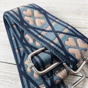 Blue Tone Patterned Bag Strap