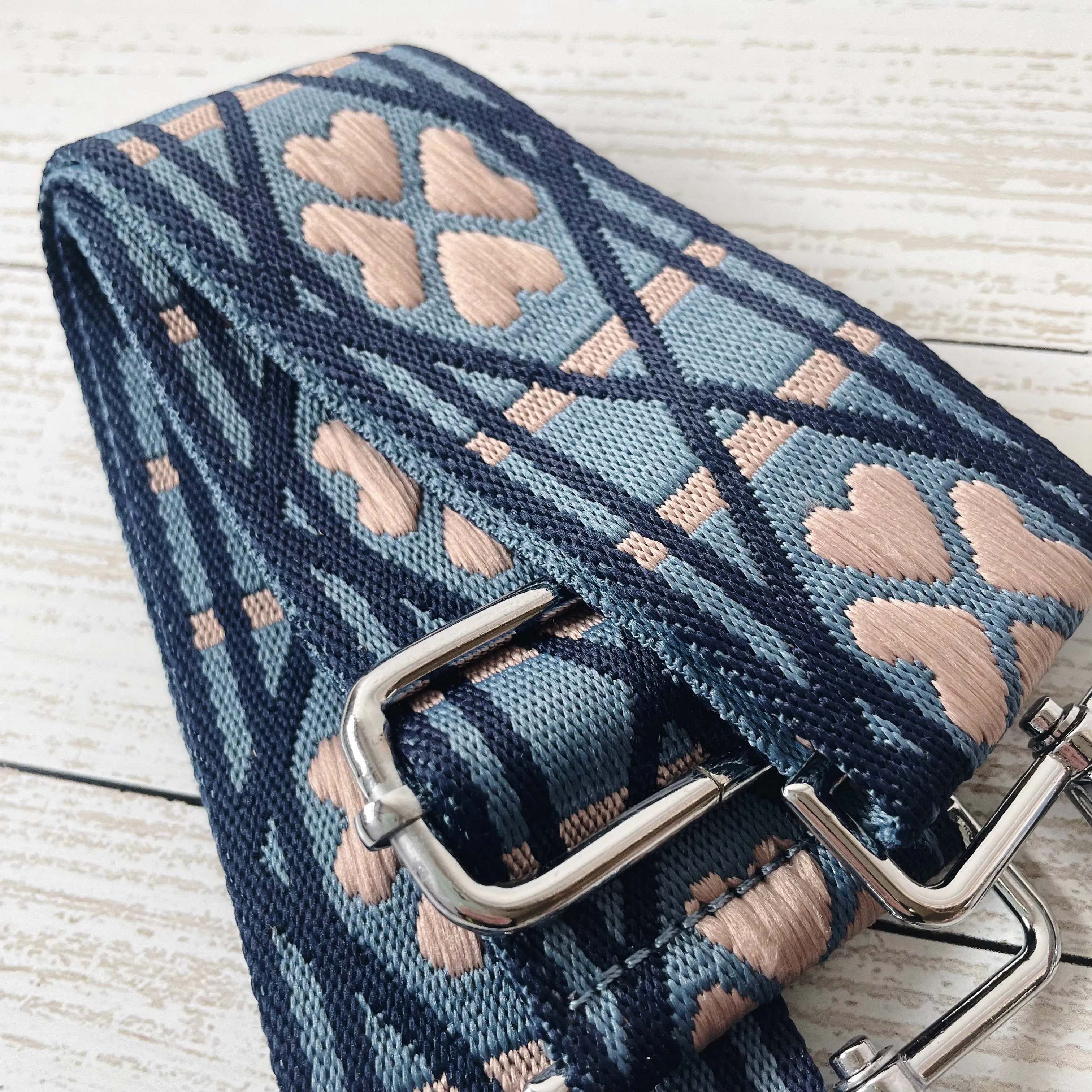 Blue Tone Patterned Bag Strap