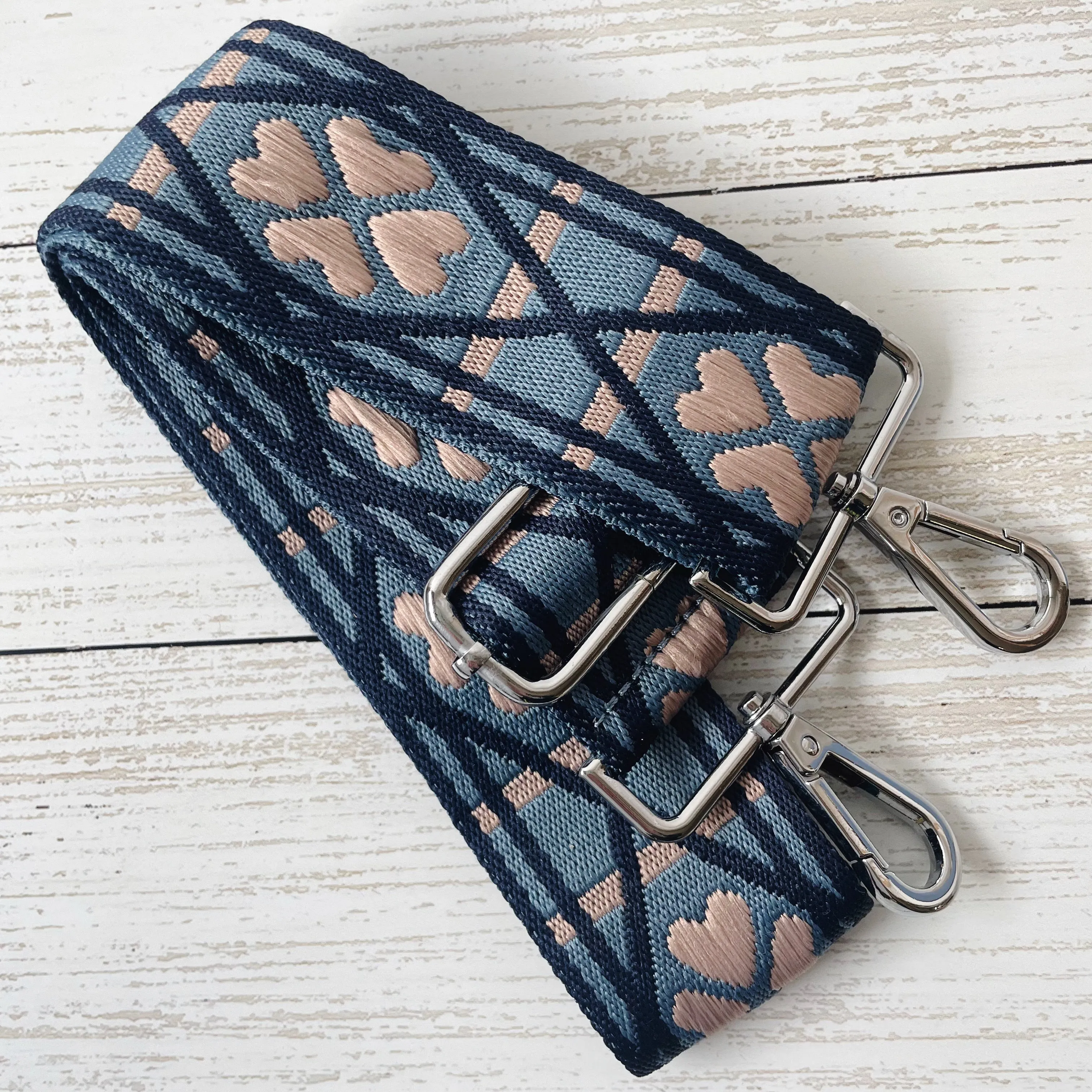 Blue Tone Patterned Bag Strap