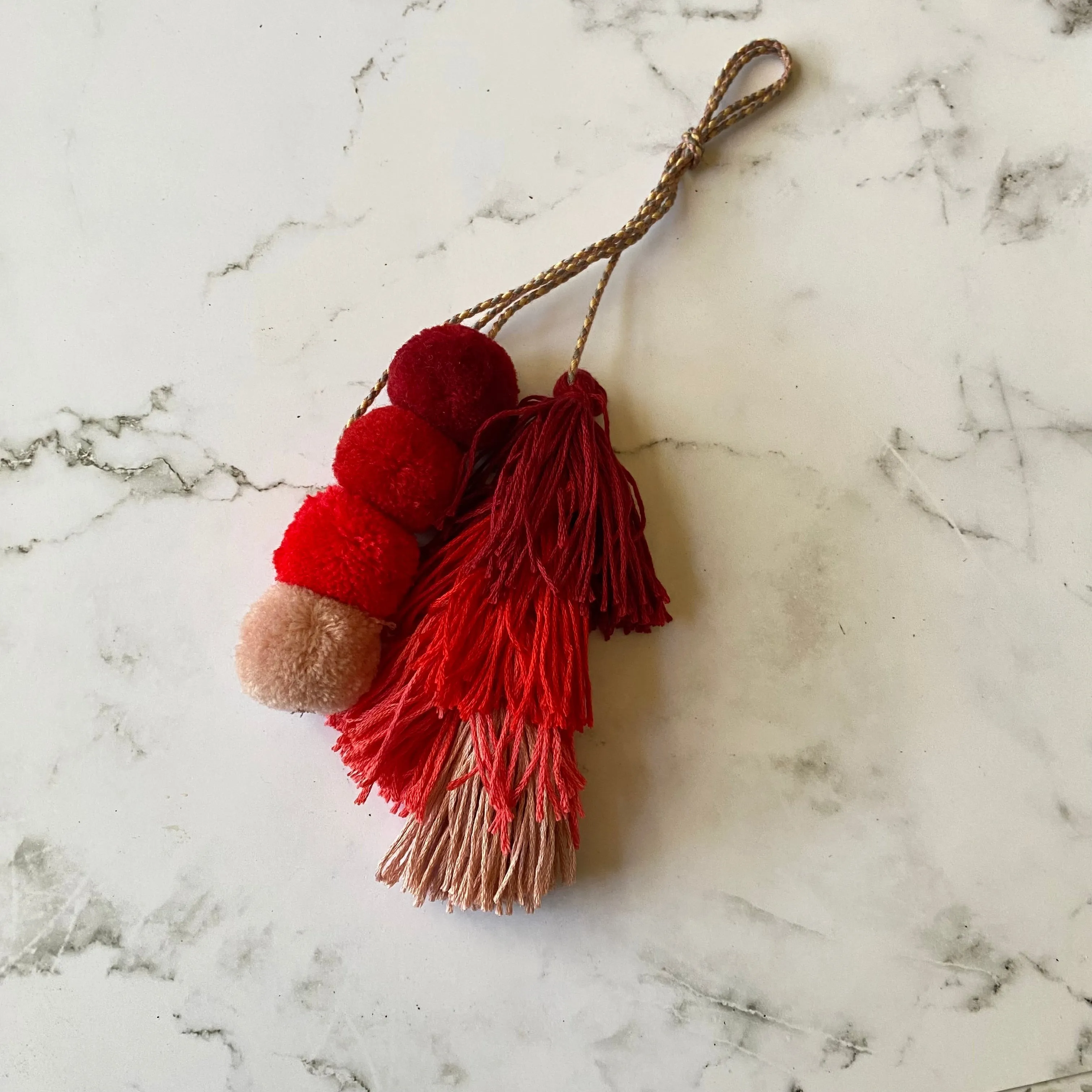 Bohemian Handmade Bag Pendant Pompom Keychain Multicolor With Tassels