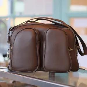 Brown vinyl camera bag