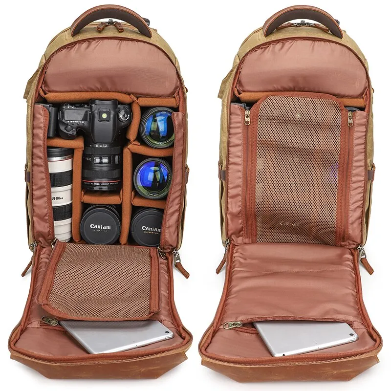 Camera Backpack 19 inch Luxury Retro Waterproof Cavnas Bag