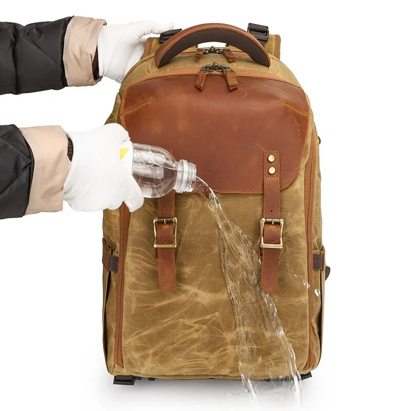 Camera Backpack 19 inch Luxury Retro Waterproof Cavnas Bag